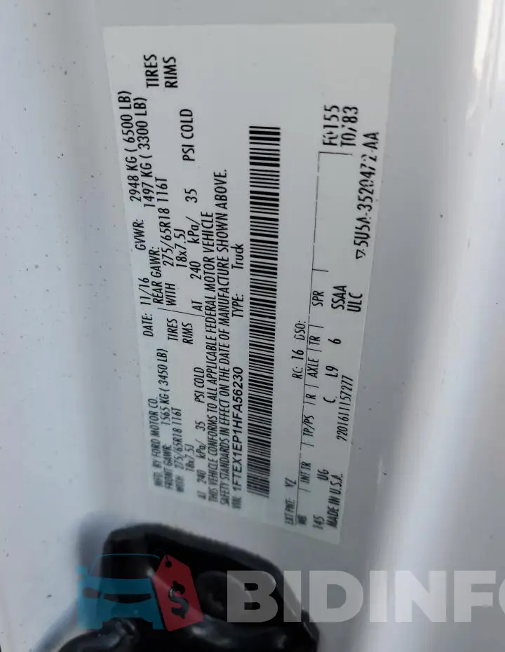 1FTEX1EP1HFA56230 Photo# 12