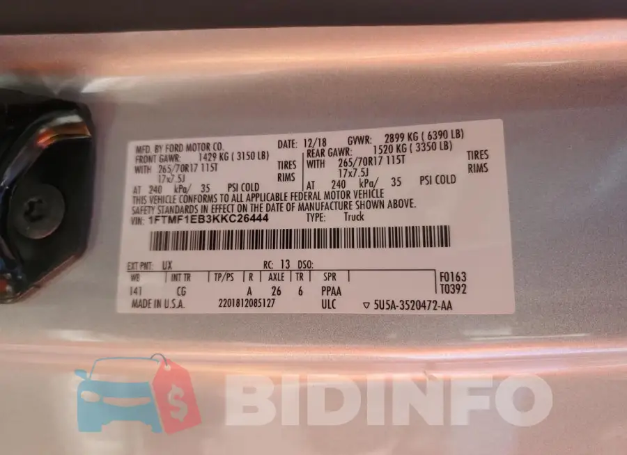 1FTMF1EB3KKC26444 Photo# 13