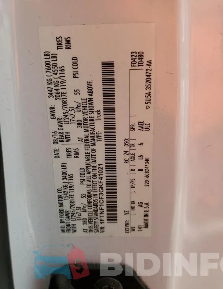 1FTNF1CF3GKF41021 Photo# 12