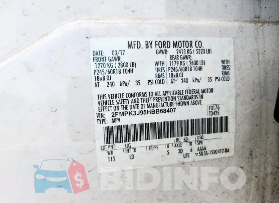 2FMPK3J95HBB68407 Photo# 13