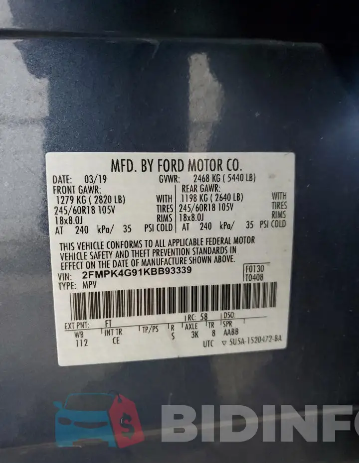 2FMPK4G91KBB93339 Photo# 14
