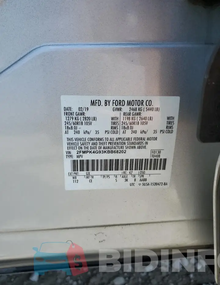 2FMPK4G93KBB68202 Photo# 13