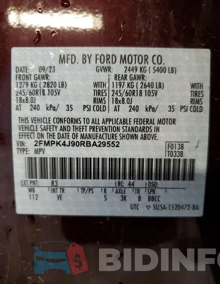 2FMPK4J90RBA29552 Photo# 13