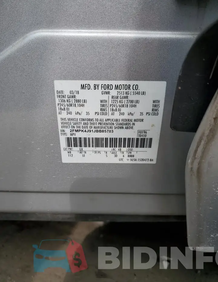 2FMPK4J91JBB85703 Photo# 13