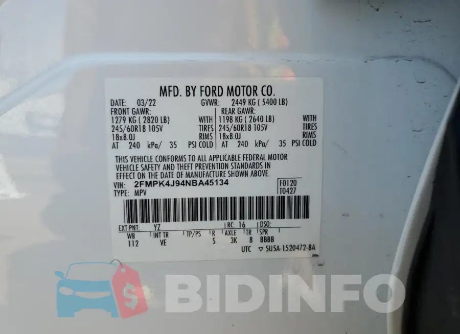 2FMPK4J94NBA45134 Photo# 14