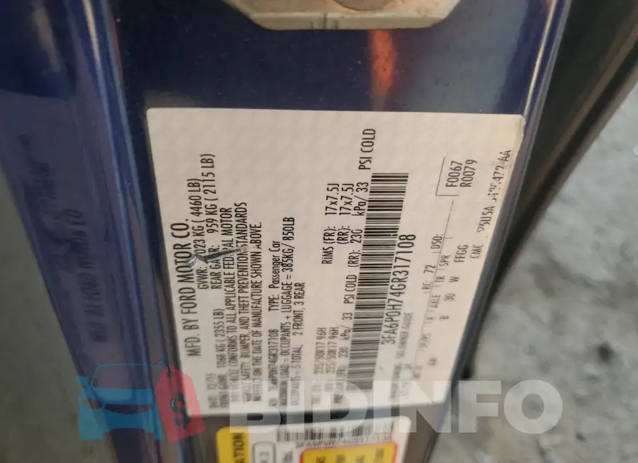 3FA6P0H74GR317108 Photo# 12