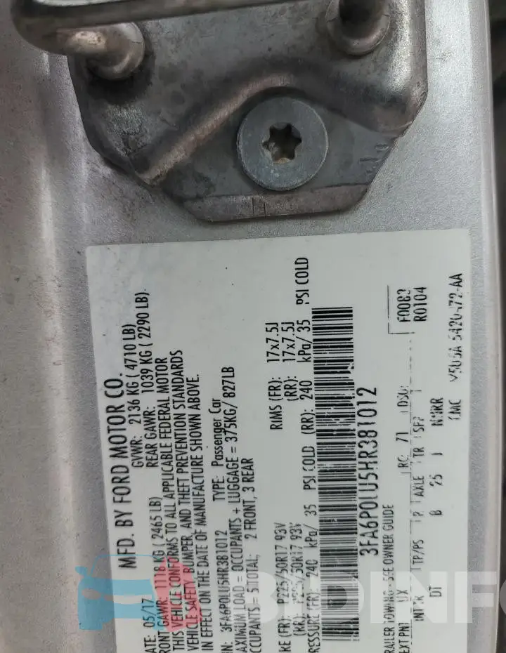 3FA6P0LU5HR381012 Photo# 12