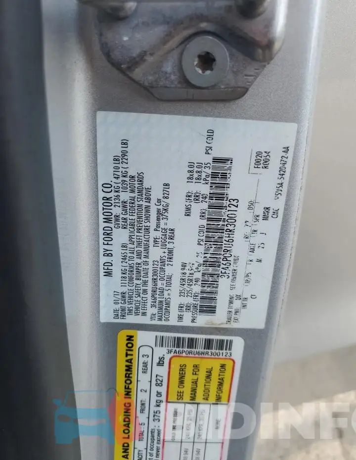 3FA6P0RU6HR300123 Photo# 13