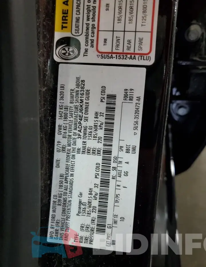 3FADP4EJ6KM163828 Photo# 13