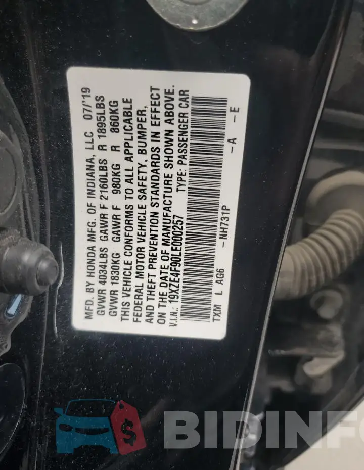 19XZE4F90LE000257 Photo# 12