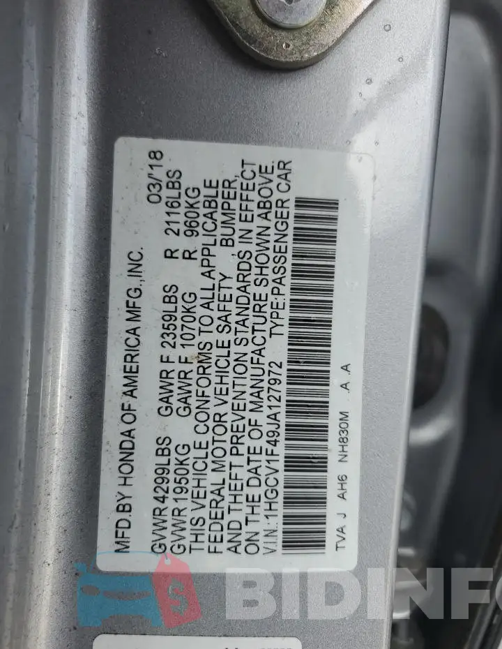 1HGCV1F49JA127972 Photo# 12