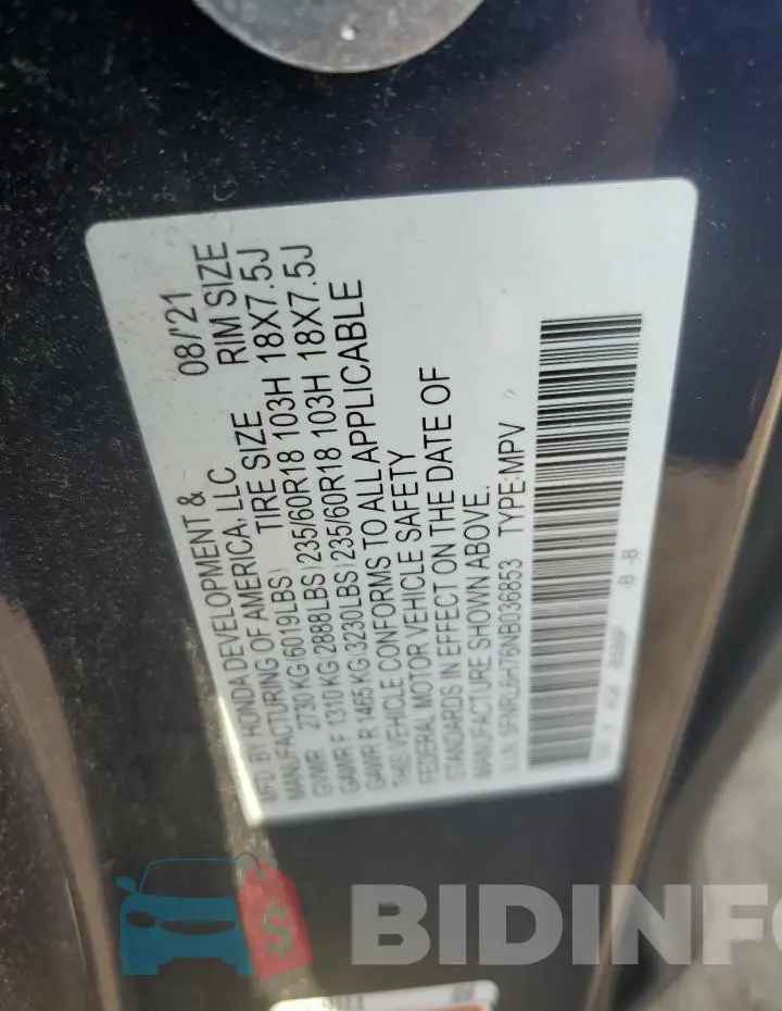5FNRL6H76NB036853 Photo# 14