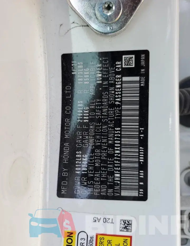 JHMFE1F72NX007356 Photo# 12