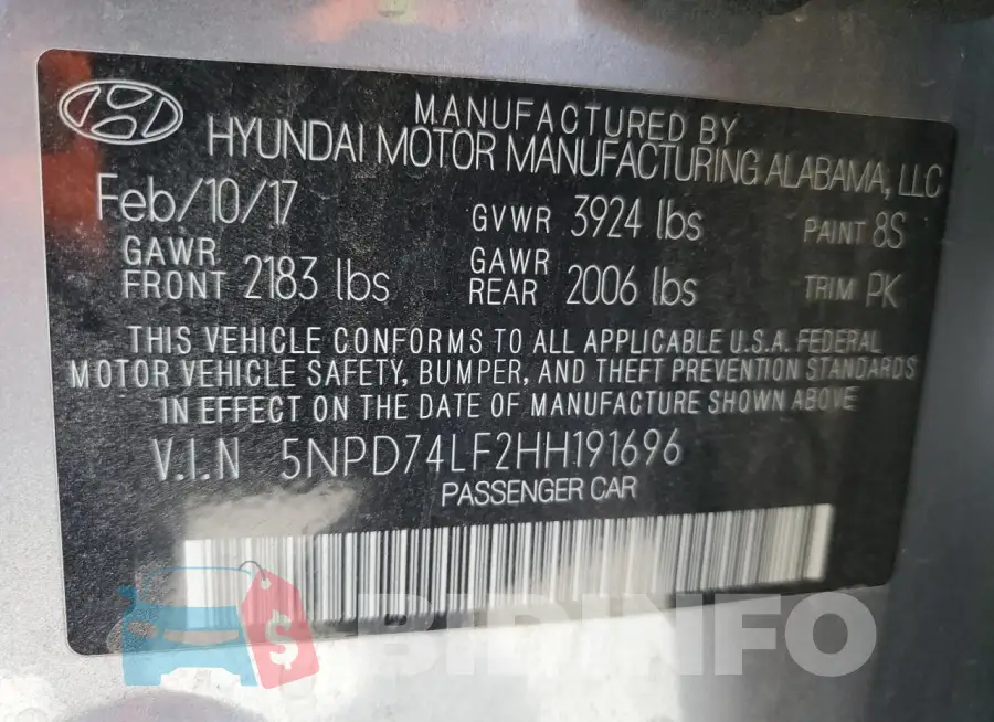 5NPD74LF2HH191696 Photo# 12