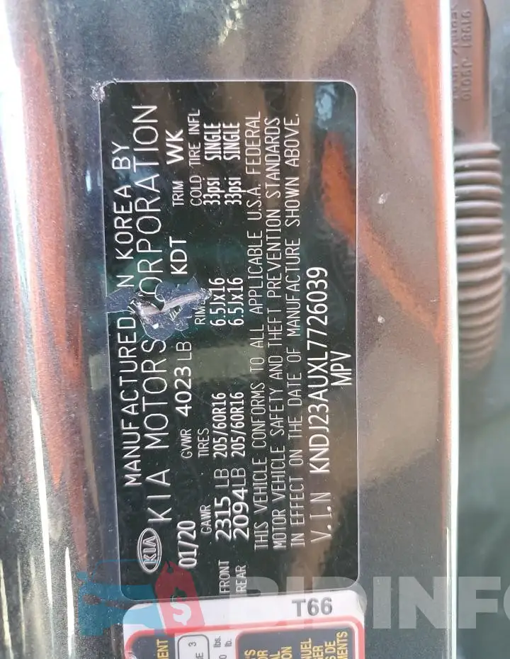 KNDJ23AUXL7726039 Photo# 14