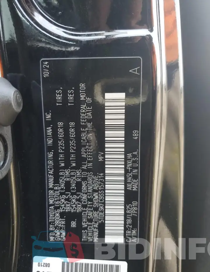 5TDESKFC9SS157314 Photo# 14