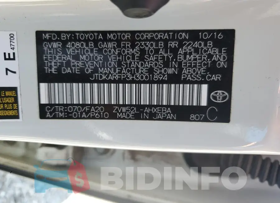 JTDKARFP3H3001894 Photo# 12