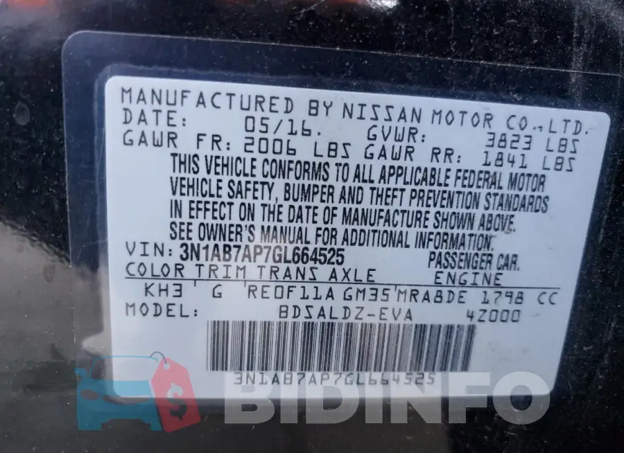 3N1AB7AP7GL664525 Photo# 12