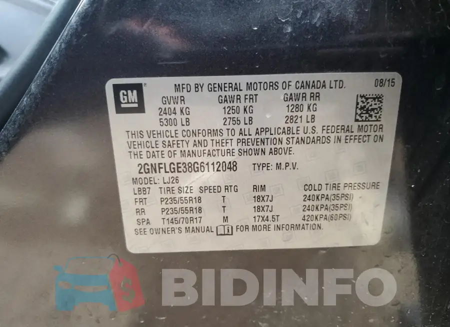 2GNFLGE38G6112048 Photo# 13