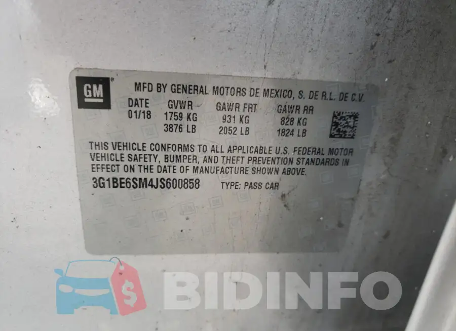 3G1BE6SM4JS600858 Photo# 12