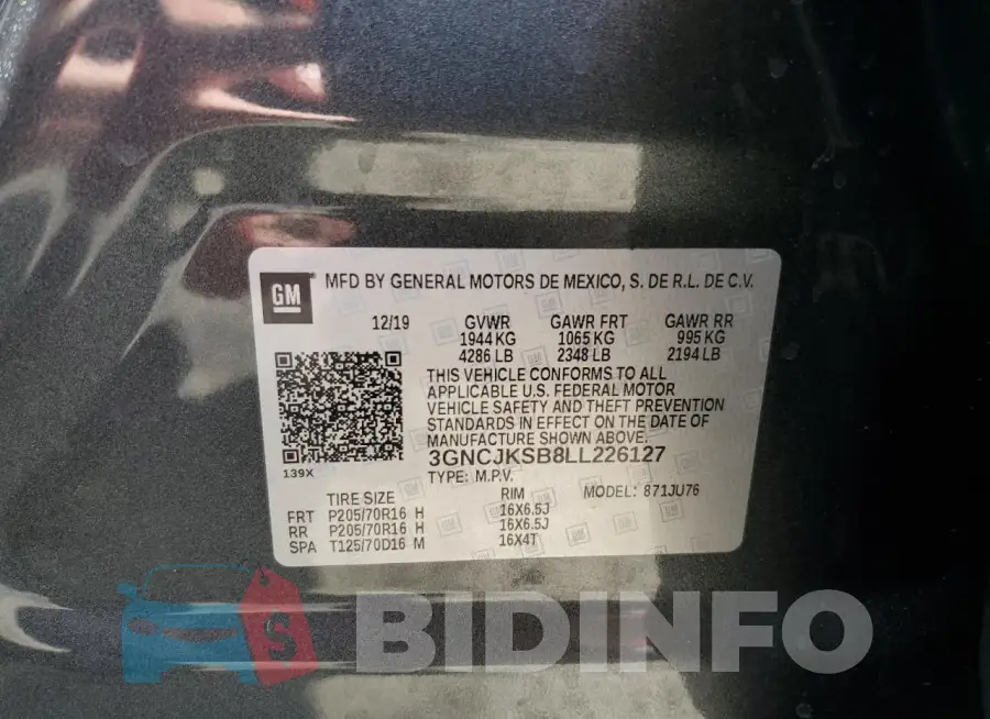 3GNCJKSB8LL226127 Photo# 12