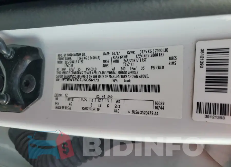 1FTEW1EG7JKC56173 Photo# 12