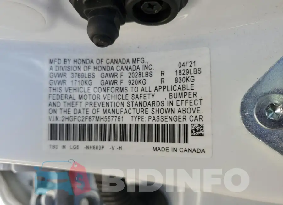 2HGFC2F87MH557761 Photo# 12