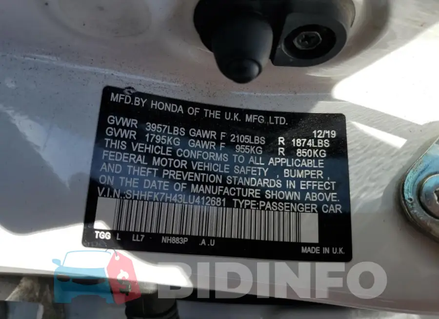 SHHFK7H43LU412681 Photo# 12