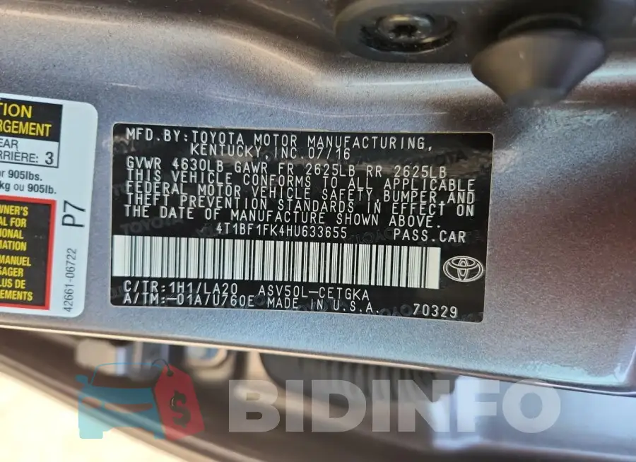 4T1BF1FK4HU633655 Photo# 13