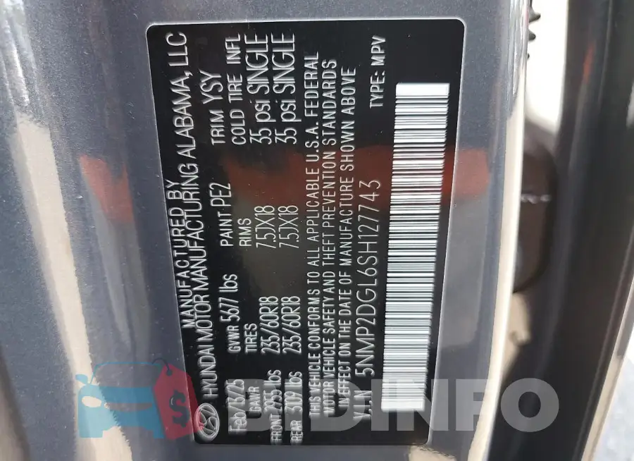 5NMP2DGL6SH127743 Photo# 13
