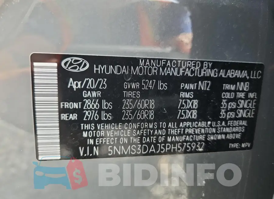 5NMS3DAJ5PH575932 Photo# 14