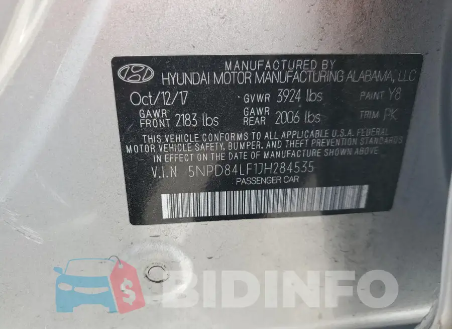 5NPD84LF1JH284535 Photo# 12