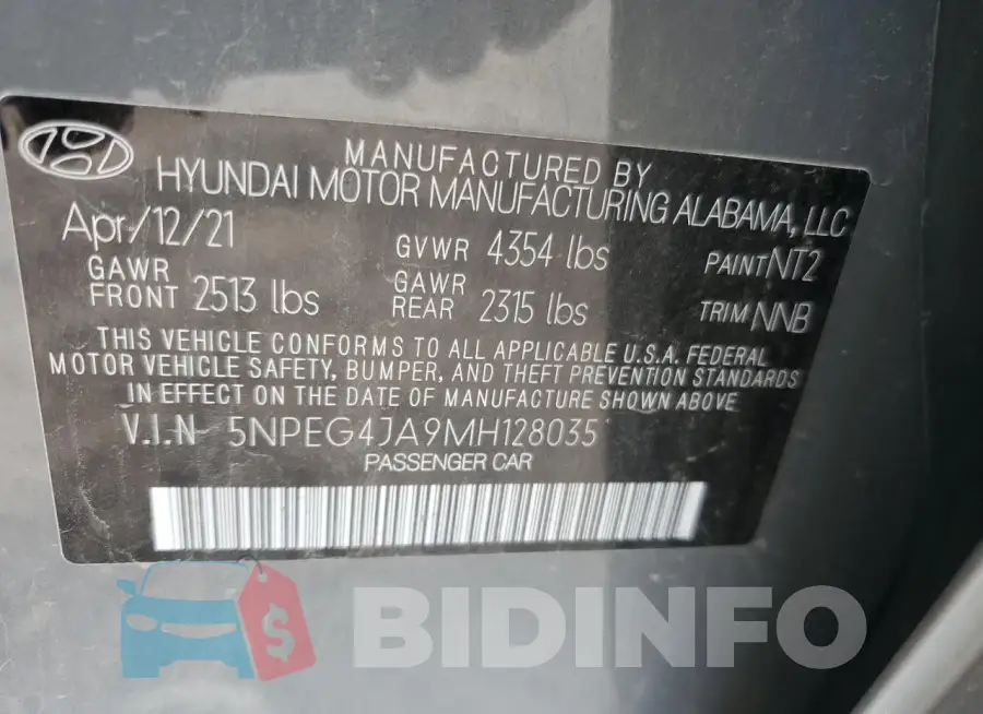 5NPEG4JA9MH128035 Photo# 12