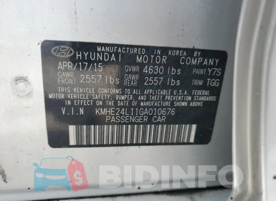 KMHE24L11GA010676 Photo# 12