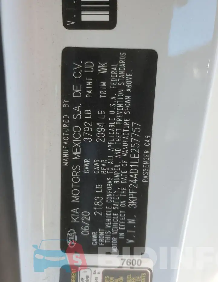 3KPF24AD1LE257757 Photo# 12