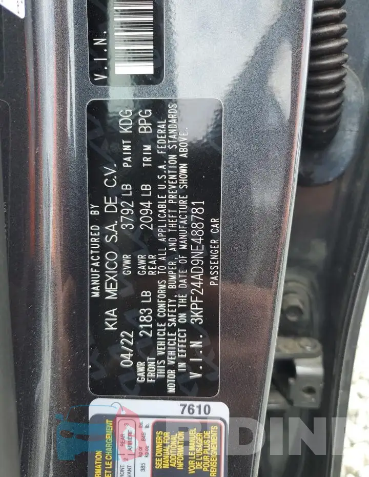 3KPF24AD9NE488781 Photo# 12