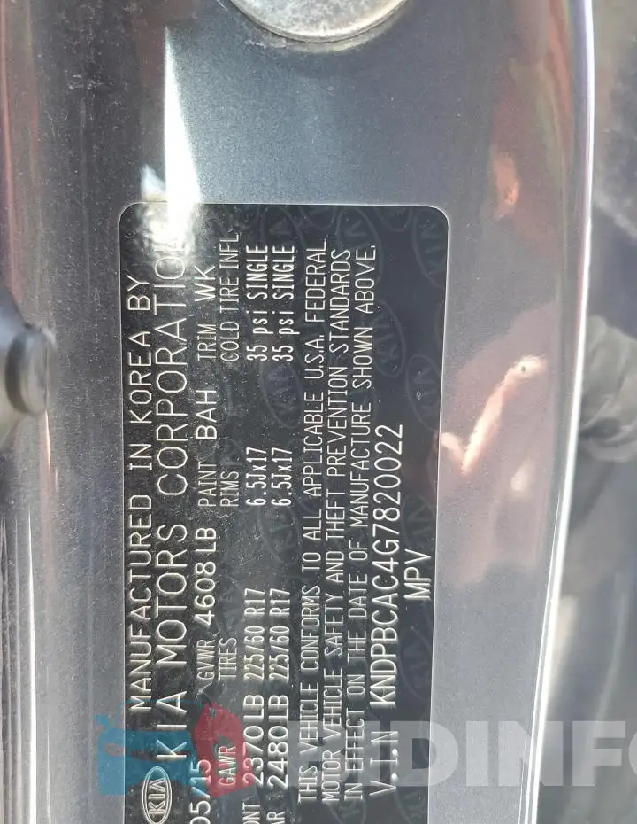 KNDPBCAC4G7820022 Photo# 13
