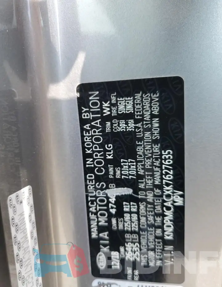 KNDPMCACXK7627635 Photo# 13