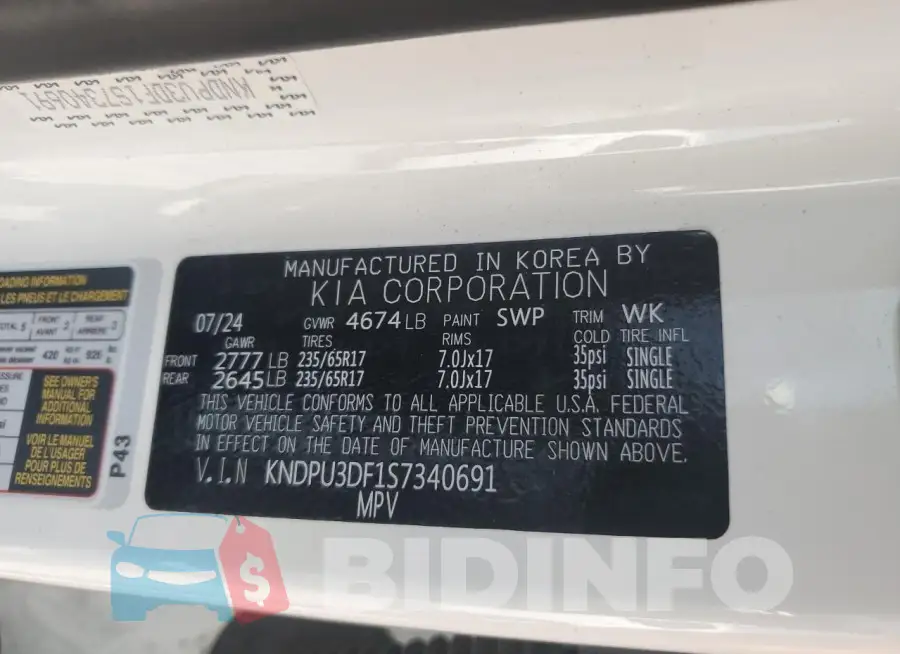 KNDPU3DF1S7340691 Photo# 13