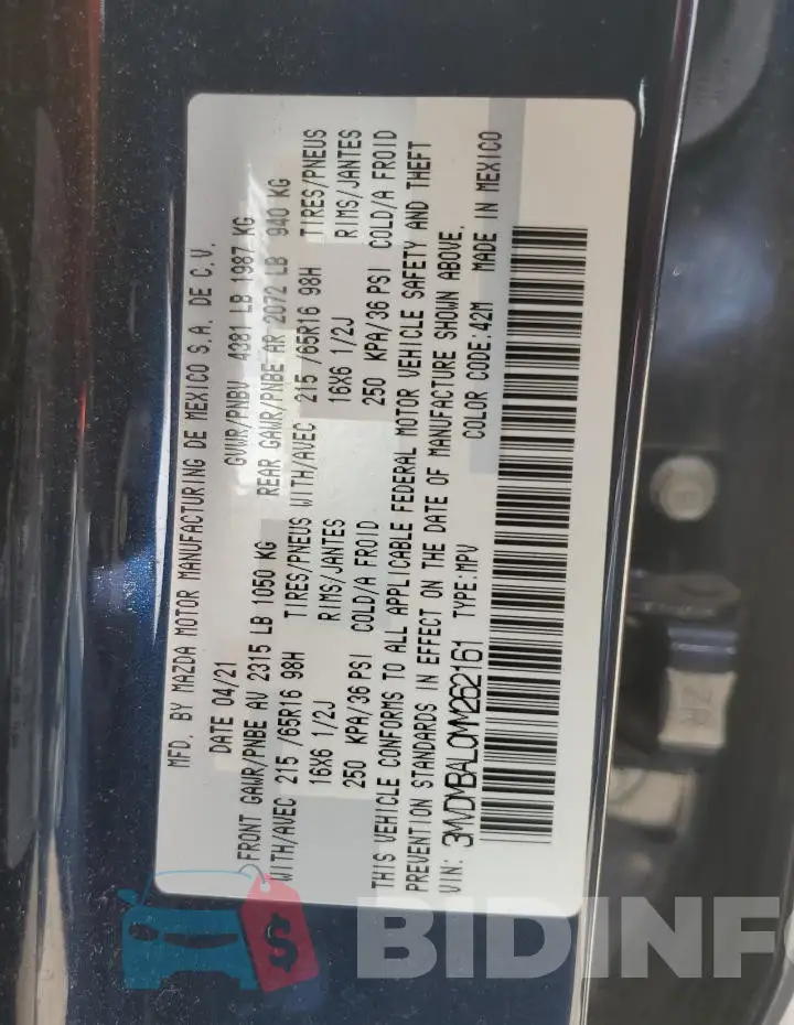 3MVDMBAL0MM262161 Photo# 14