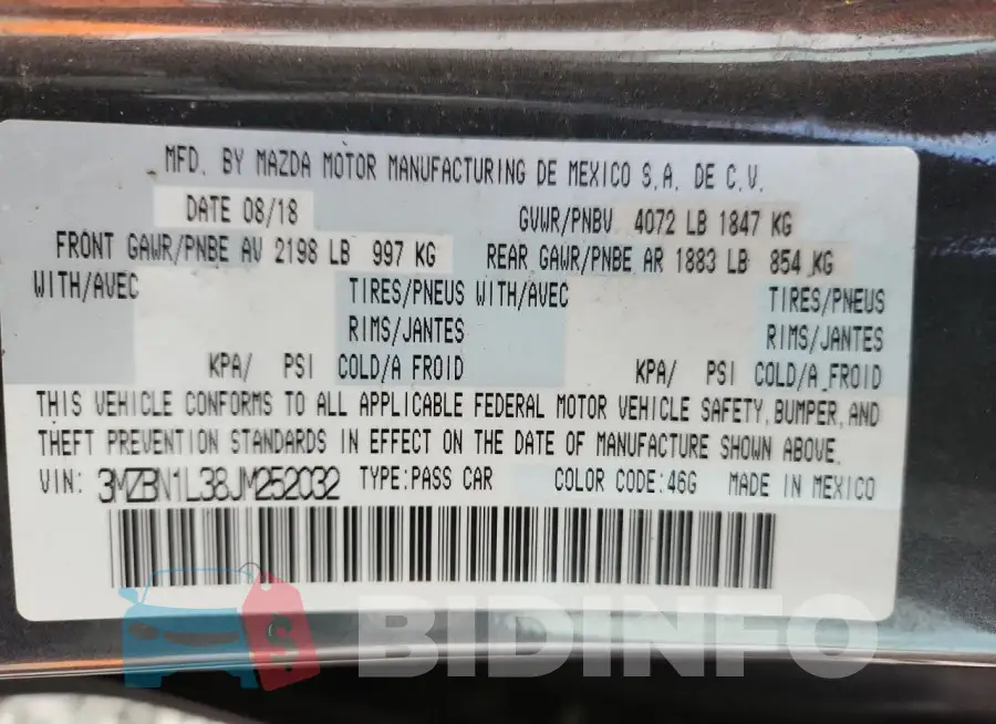 3MZBN1L38JM252032 Photo# 13