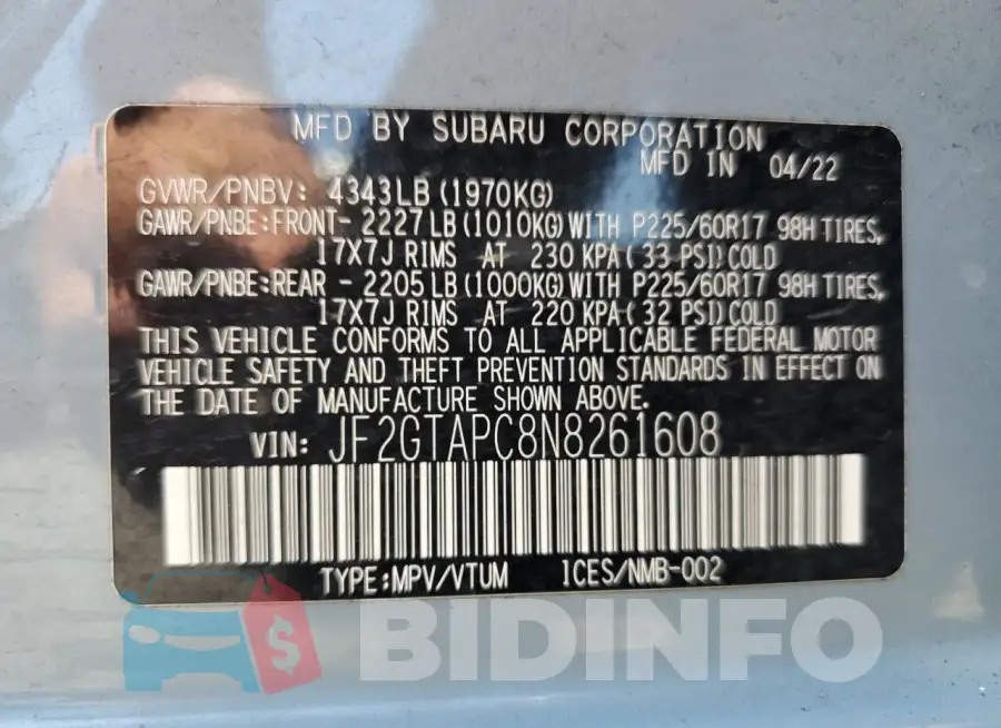 JF2GTAPC8N8261608 Photo# 13