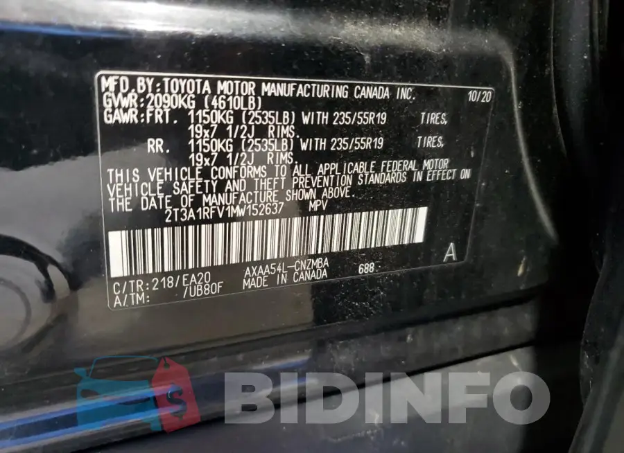 2T3A1RFV1MW152637 Photo# 13
