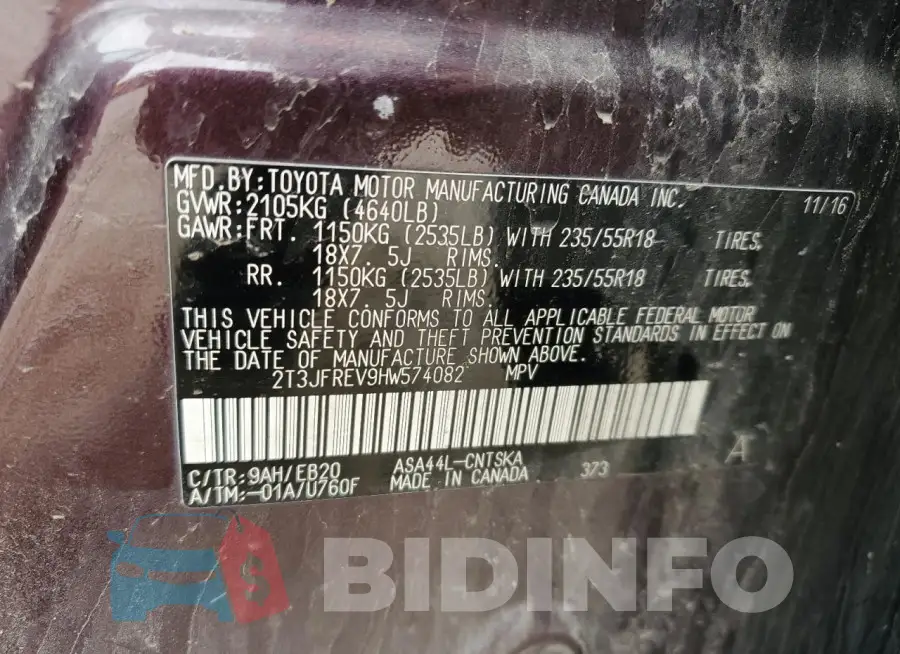2T3JFREV9HW574082 Photo# 12