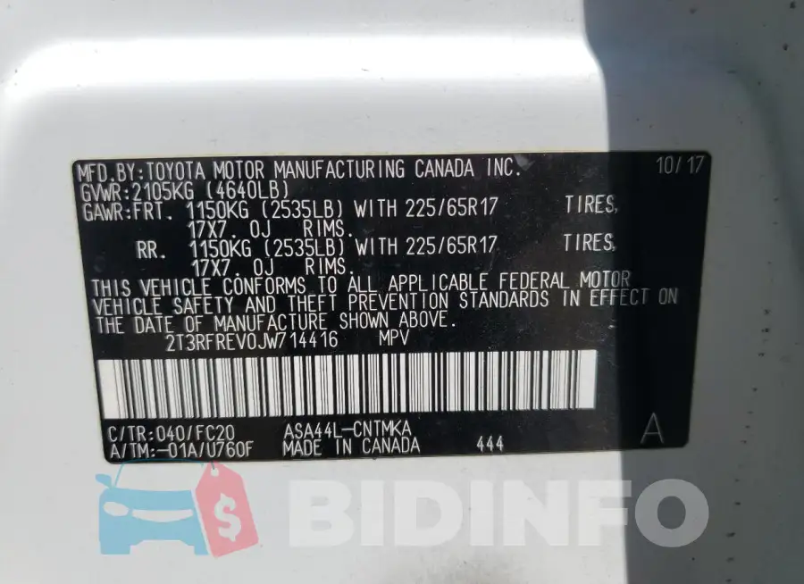 2T3RFREV0JW714416 Photo# 13