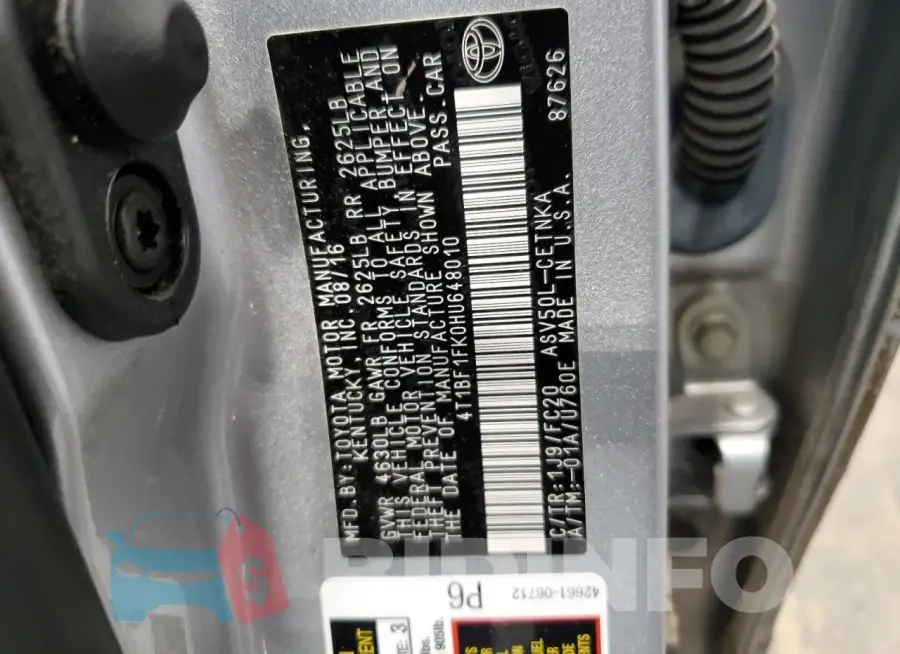 4T1BF1FK0HU648010 Photo# 12