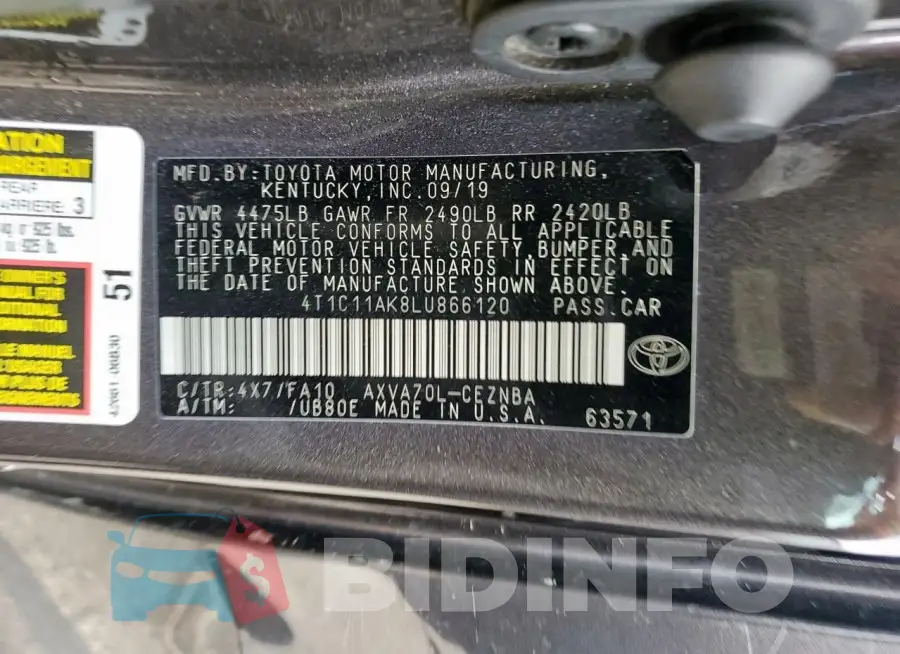 4T1C11AK8LU866120 Photo# 13