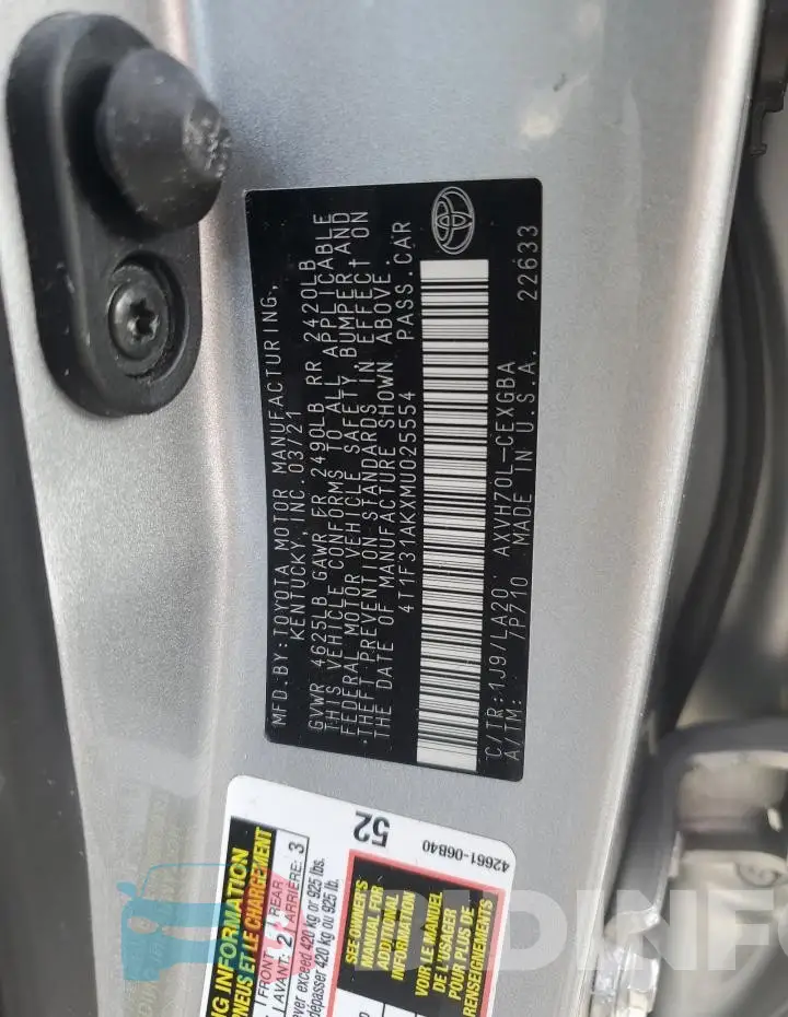 4T1F31AKXMU025554 Photo# 13