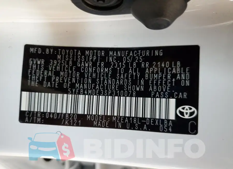 5YFB4MDE3SP310078 Photo# 13