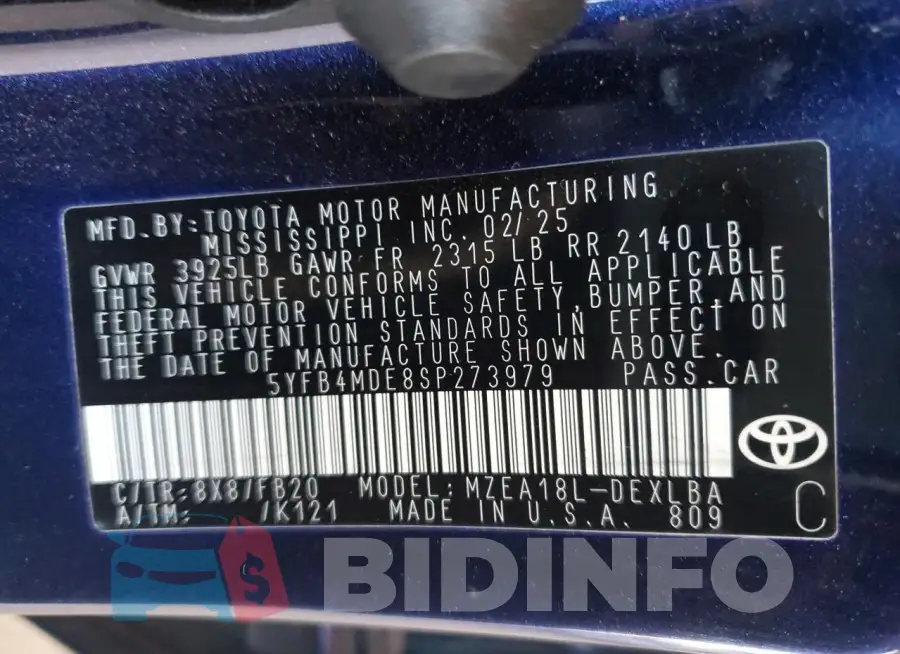 5YFB4MDE8SP273979 Photo# 13